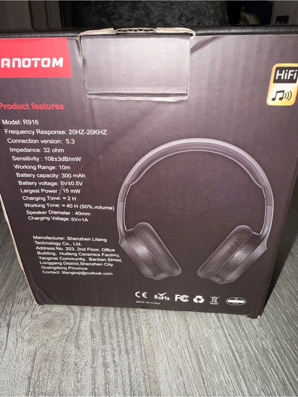 VANOTOM R916 Wireless Bluetooth 5.3 Over-Ear Headphones Black NEW